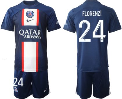 Neuen Herren Paris Saint Germain PSG 2022-23 Heimtrikot blau mit Aufdruck FLORENZi 24