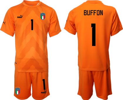 Neuen Italien Torwarttrikot Fußball WM 2022 Orange Trikotsatz mit Aufdruck BUFFON 1