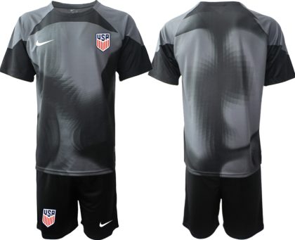 Neuen United States USA WM 2022 Torwarttrikot schwarz Kurzarm + Kurze Hosen