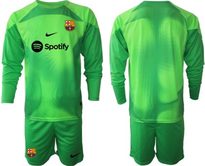 Fußball Trikot Outlet FC Barcelona 2023 Torwarttrikot in grün Langarm Personalisierbar