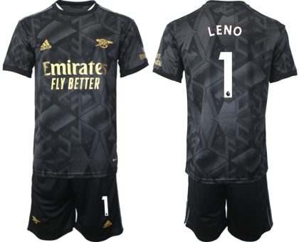 Herren Fußballtrikot Arsenal Auswärtstrikot 2023 schwarz-goldene mit Aufdruck LENO 1