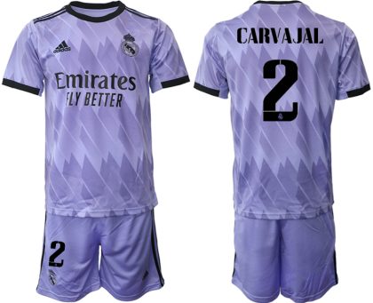 Herren Fußballtrikot Real Madrid 2022-2023 Auswärtstrikots mit Aufdruck CARVAJAL 2