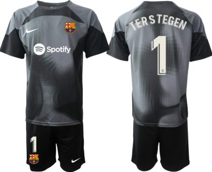 Herren Fußballtrikots Trikotsatz FC Barcelona 2023 Torwarttrikot schwarz On Sale TERSTEGEN 1