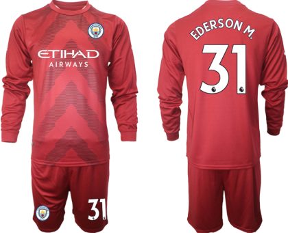 Günstige Fußball Trikotsatz Manchester City 2022/23 Torwart für Herren Langarm EDERSON M. 31