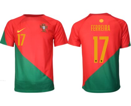 Kaufe Fußballtrikots Portugal Heimtrikot WM 2022 Kurzarm mit Namen FERREIRA 17