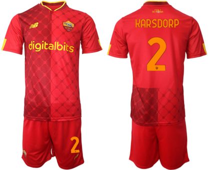 Personalisierte Fußballtrikots AS Roma 22-23 Heimtrikot Trikotsatz Kit KARSDORP 2