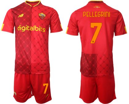 Personalisierte Fußballtrikots AS Roma 22-23 Heimtrikot Trikotsatz Kit PELLEGRINI 7