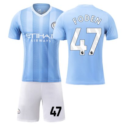 Kinder Manchester City 2023-24 Heimtrikot Trikotsatz mit Aufdruck FODEN 47