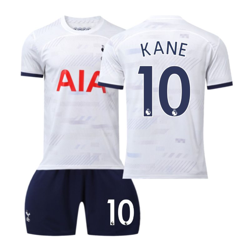 Kinder Tottenham Hotspur 2023-24 Heimtrikot weiss Kurzarm + Blau Kurze Hosen KANE 10