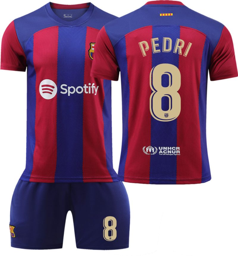 Kinderheim Trikot FC Barcelona 23-24 Trikot Kurzarm + Kurze Hosen PEDRI 8