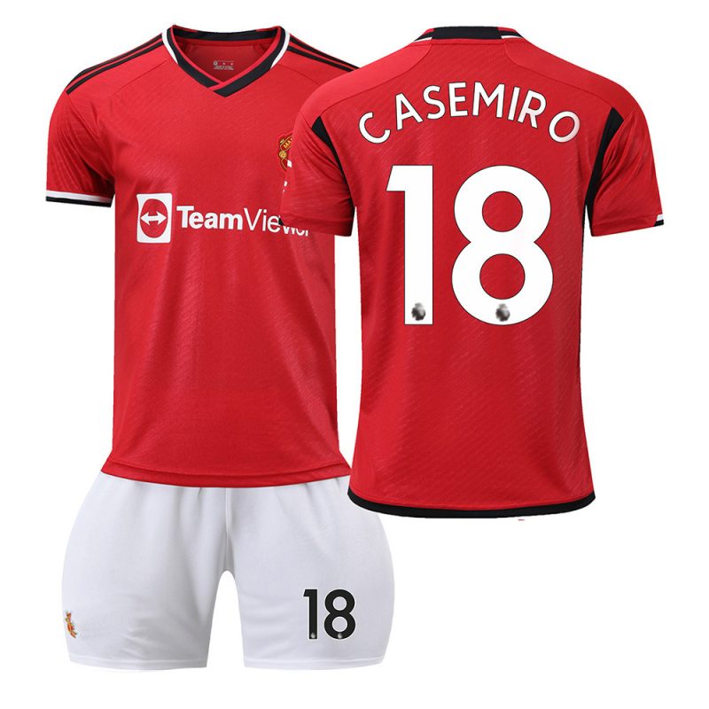 Kinderheim Trikot Manchester United 23-24 Trikot Trikotsatz bestellen mit Aufdruck CASEMIRO 18