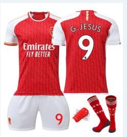 Günstig Fußballtrikots Arsenal Heimtrikot 2023-24 Kurzarm + Kurze Hosen G.JESUS 9