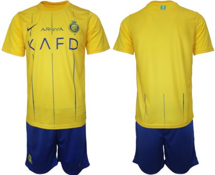 Herren Heimtrikot Al-Nassr 23-24 Trikot Gelb Kurzarm + blaue Kurze Hosen