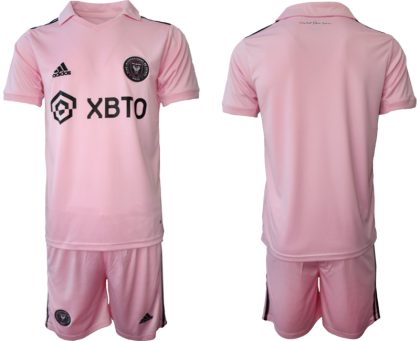 Herren Inter Miami CF Heimtrikot 2023-2024 rosa Kurzarm + Kurze Hosen