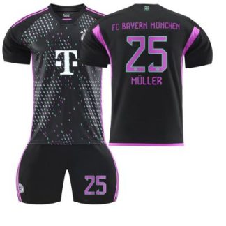 Kindertrikot Trikotsatz Bayern München 2023-24 Auswärtstrikot in Schwarz und Lila MÜLLER 25