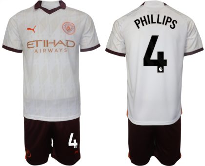 Herren Set Manchester City Auswärtstrikot 2023/24 Fußballtrikots Kalvin Phillips 4