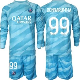 Kinder Günstige Paris Saint-Germain PSG Torwarttrikot Langarm Trikotsatz 2023-24 blau DONNARUMMA 99