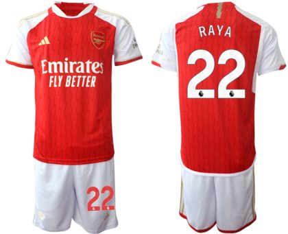 Günstige Fußballtrikots Arsenal Heimtrikot 2023-24 rot-weiss Herren Set David Raya 22