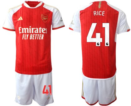 Günstige Fußballtrikots Arsenal Heimtrikot 2023-24 rot-weiss Herren Set Declan Rice 41