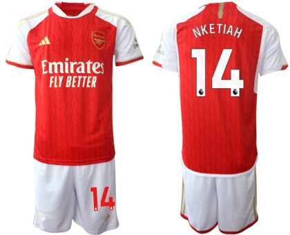 Günstige Fußballtrikots Arsenal Heimtrikot 2023-24 rot-weiss Herren Set Eddie Nketiah 14