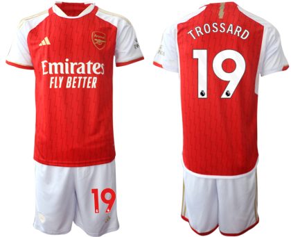 Günstige Fußballtrikots Arsenal Heimtrikot 2023-24 rot-weiss Herren Set Leandro Trossard 19