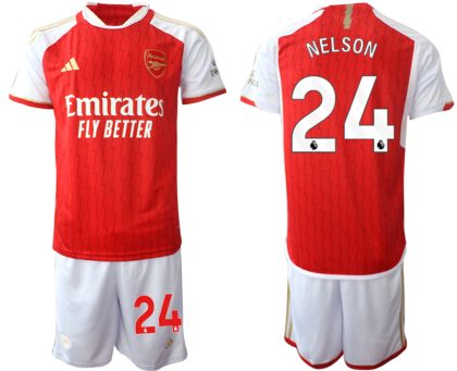 Günstige Fußballtrikots Arsenal Heimtrikot 2023-24 rot-weiss Herren Set Reiss Nelson 24