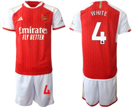 Günstige Herren Set Arsenal Heimtrikot 2023-24 rot-weiss bestellen Ben White 4