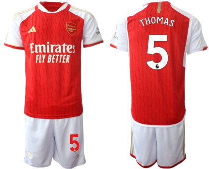 Herren Set Arsenal Heimtrikot 2023-24 rot-weiss Kurzarm + Kurze Hosen Thomas Partey 5