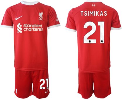 Herren Set Liverpool FC Heimtrikot 2023-24 rot Fußballtrikots Kostas Tsimikas 21