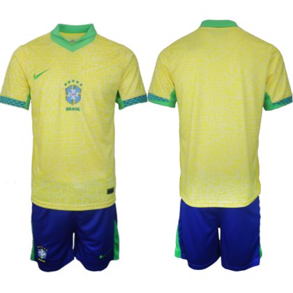 Günstig Fußballtrikots Brasilien Heimtrikot Copa America 2024 Trikotsatz für Herren