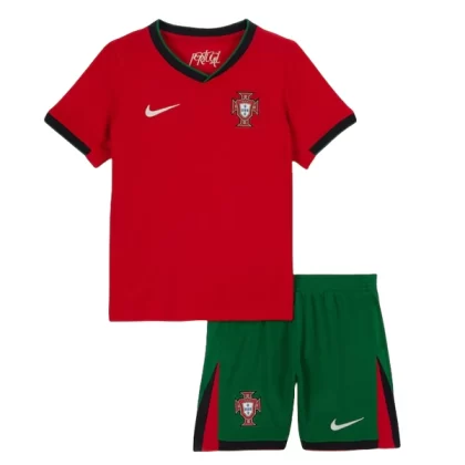 Kinder Fußball Trikot Portugal EURO 2024 Heimtrikot EM 24-25 Rot Kurzarm