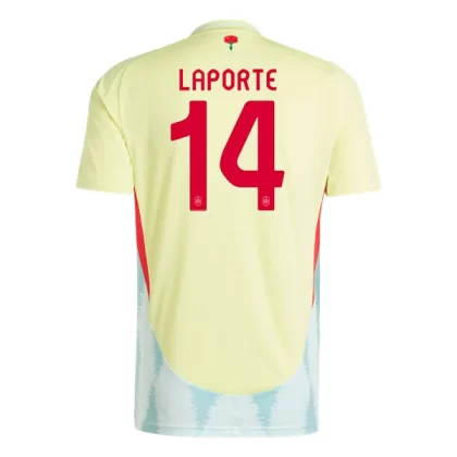 Spanien Trikot Euro 2024 Auswärtstrikot EM 24 hellgelben Kurzarm Aymeric Laporte 14